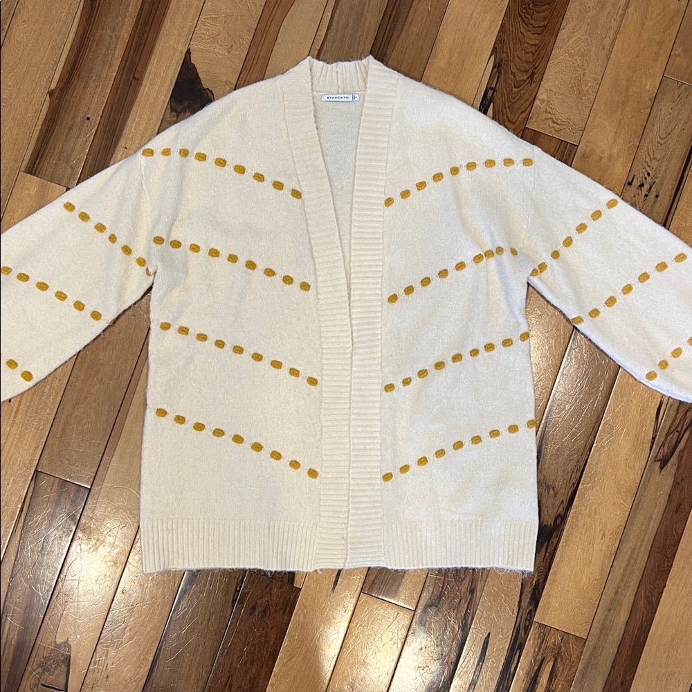Staccato Cream Cardigan with Mustard Details